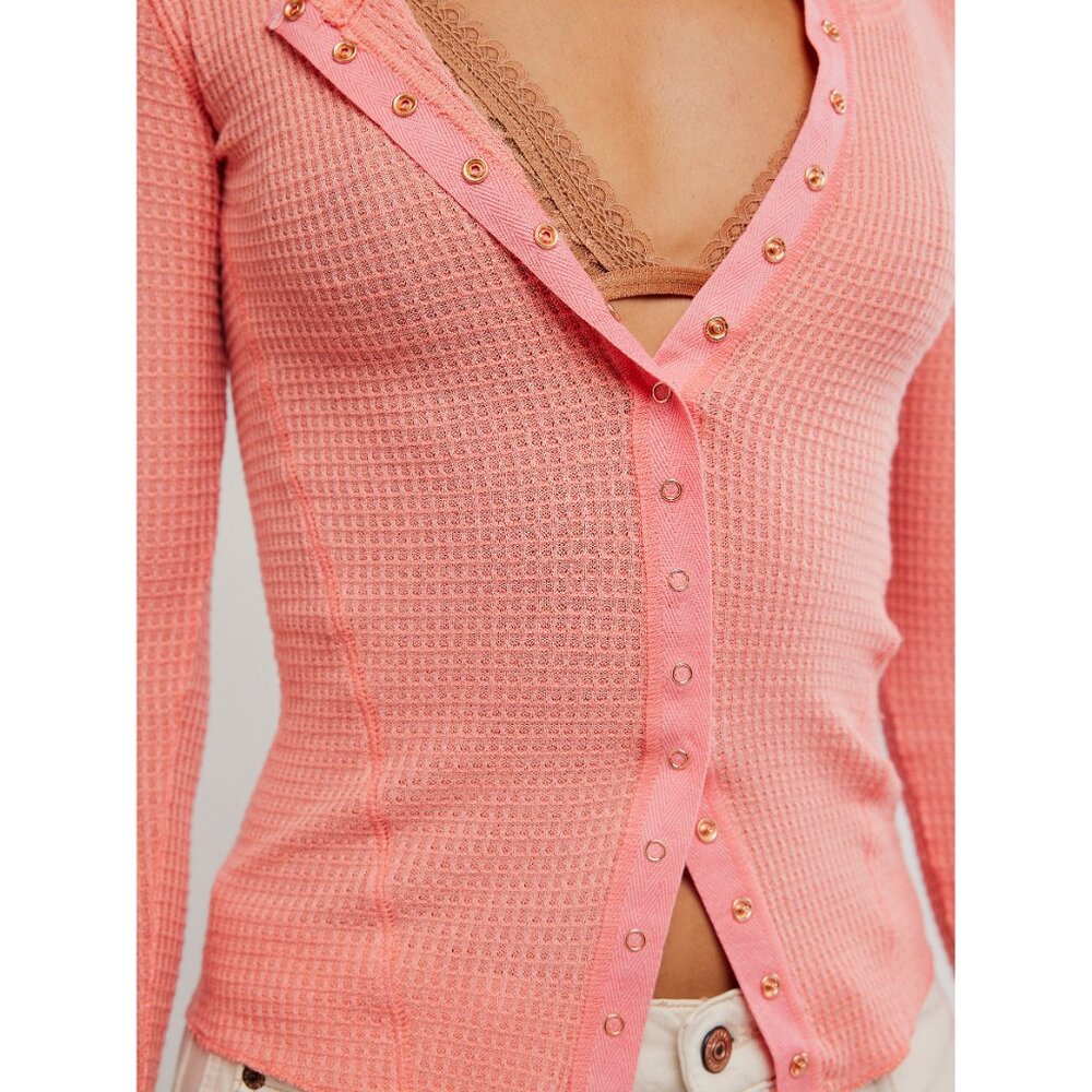 FREE PEOPLE Going Places Cardi / Coral Crimson - Picture 4 of 6
